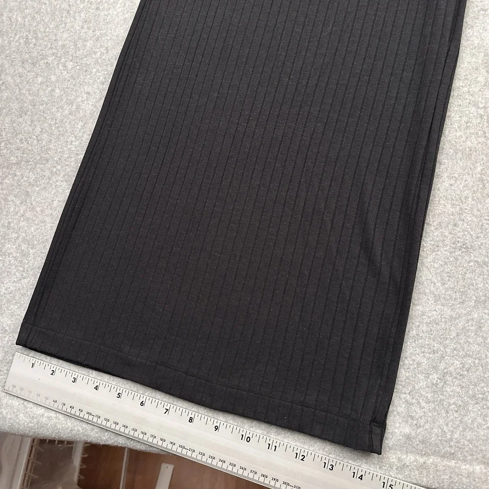 Adidas Essentials Wide Rib Pants Women XL Black High Rise Relaxed Stretch JD1499